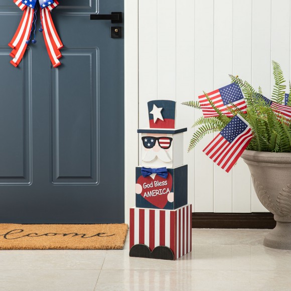 Glitzhome Glitzhome 24"H Double Sided Wooden Porch Decor Easter And July 4th
