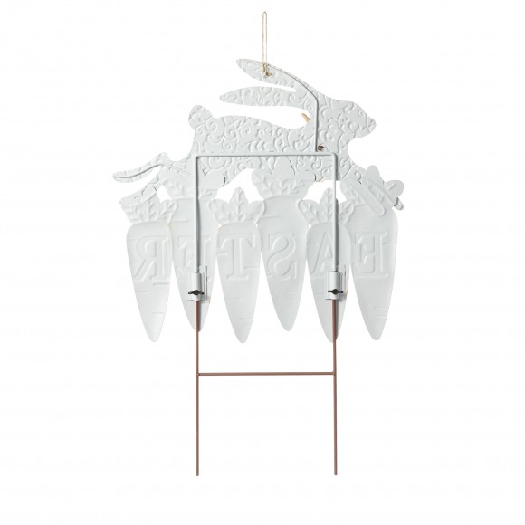 Glitzhome Glitzhome 24"H Easter Metal Bunny And Carrot Yard Stake(KD Two Functions)