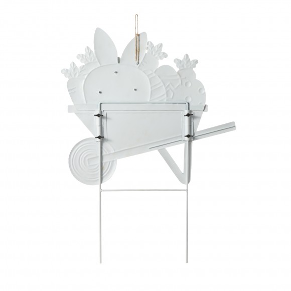 Glitzhome Glitzhome 24"H Easter Metal Wheel Barrow Yard Stake(KD Two Functions)