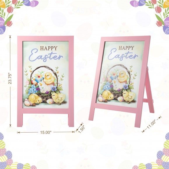 Glitzhome Glitzhome 24"H Easter Wooden Chicks Easel Porch Sign