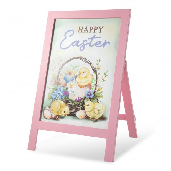 glitzhome Glitzhome 24"H Easter Wooden Chicks Easel Porch Sign