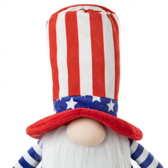 Glitzhome Glitzhome 24"H Fabric Patriotic/Americana Gnome Shelf Sitter With Dangling Legs