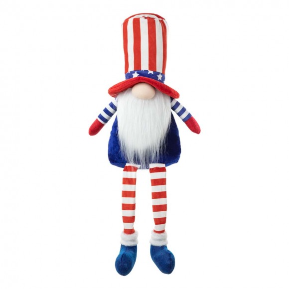 glitzhome Glitzhome 24"H Fabric Patriotic/Americana Gnome Shelf Sitter with Dangling Legs