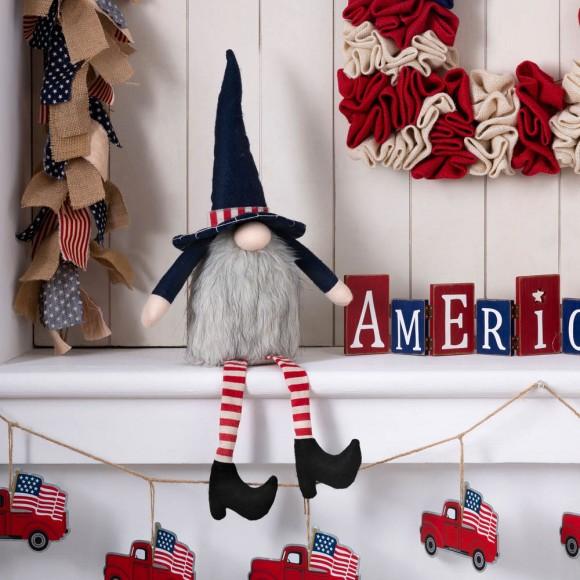 Glitzhome Glitzhome 24"H Fabric Patriotic Gnome Sitter Décor