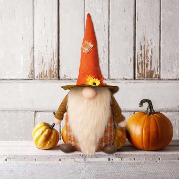 Glitzhome Glitzhome 24"H Fall Fabric Gnome Standing Decor