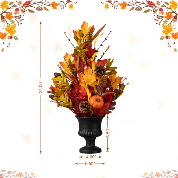Glitzhome Glitzhome 24"H Fall Maple Leaf Urn Table Tree