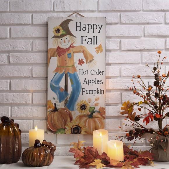 Glitzhome Glitzhome 24"H Fall Wooden Scarecrow Hanging Decor