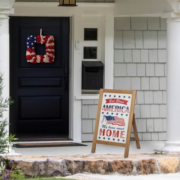 Glitzhome Glitzhome 24"H God Bless America & My Home Sweet Home Wooden Porch Sign Décor