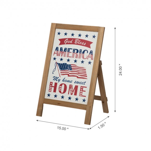 Glitzhome Glitzhome 24"H God Bless America & My Home Sweet Home Wooden Porch Sign Décor