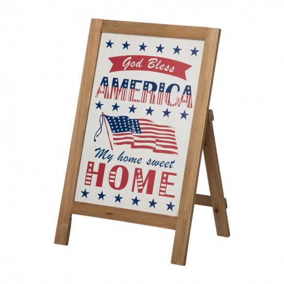 glitzhome Glitzhome 24"H God Bless America & My Home Sweet Home Wooden Porch Sign Décor