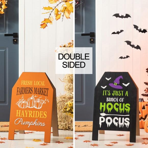Glitzhome Glitzhome 24"H Halloween & Fall Double Sided Standing Easel Porch Sign