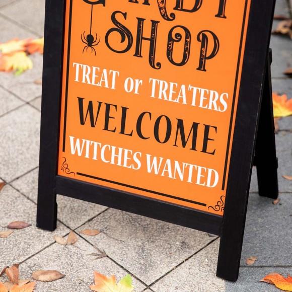 Glitzhome Glitzhome 24"H Halloween Wooden "Candy Shop" Standing Easel Sign Or Hanging Decor