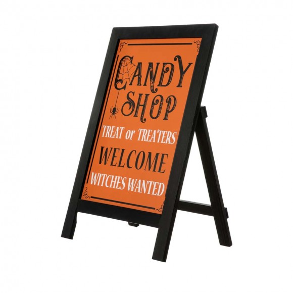 glitzhome Glitzhome 24"H Halloween Wooden "Candy Shop" Standing Easel Sign or Hanging Decor