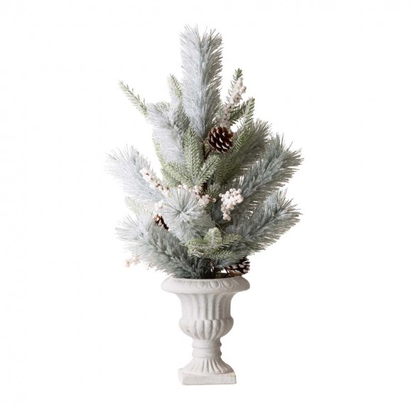Glitzhome Glitzhome 24"H Lighted Flocked Pinecone And Berries Table Tree