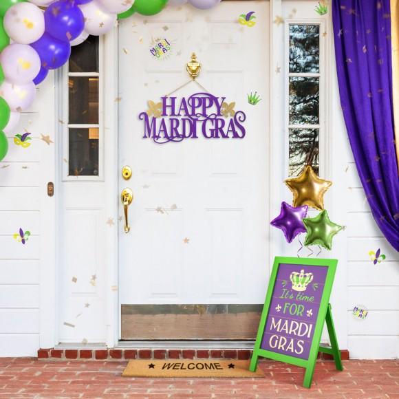 Glitzhome Glitzhome 24"H Mardi Gras Wooden Wooden Standing Easel Sign Decor Or Hanging Decor
