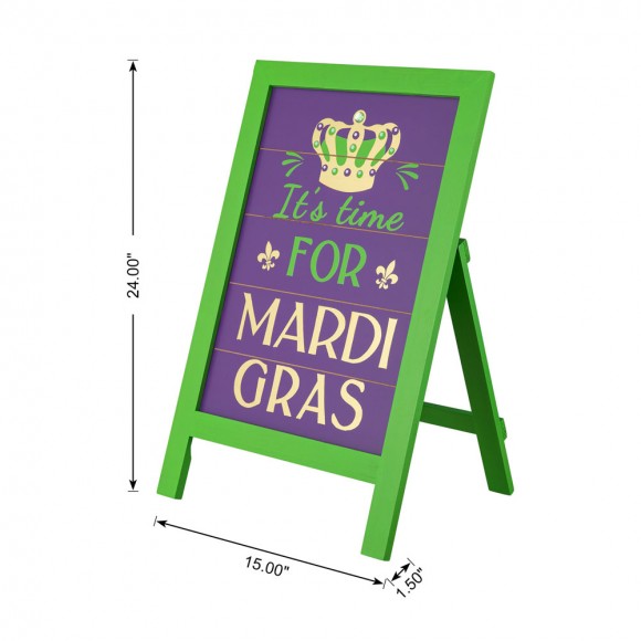 Glitzhome Glitzhome 24"H Mardi Gras Wooden Wooden Standing Easel Sign Decor Or Hanging Decor
