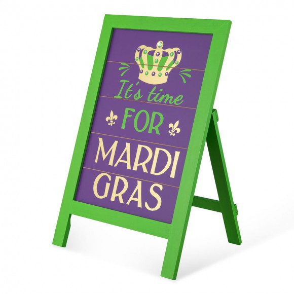glitzhome Glitzhome 24"H Mardi Gras Wooden Wooden Standing Easel Sign Decor or Hanging Decor