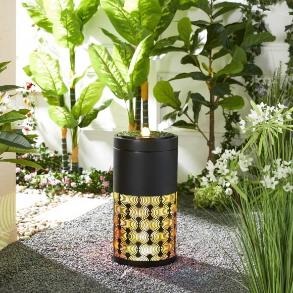 Glitzhome Glitzhome 24"H Metal Cutout Pattern Outdoor Fountain With Laser Cut Panels Pump And LED Light (KD)