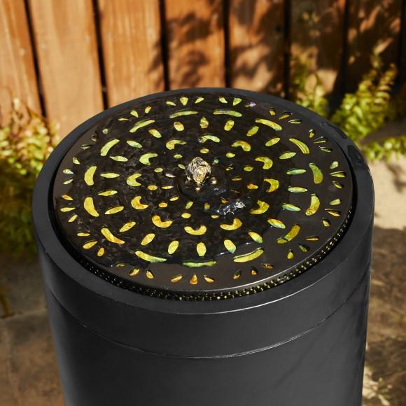 Glitzhome Glitzhome 24"H Metal Cutout Pattern Outdoor Fountain With Laser Cut Panels Pump And LED Light (KD)