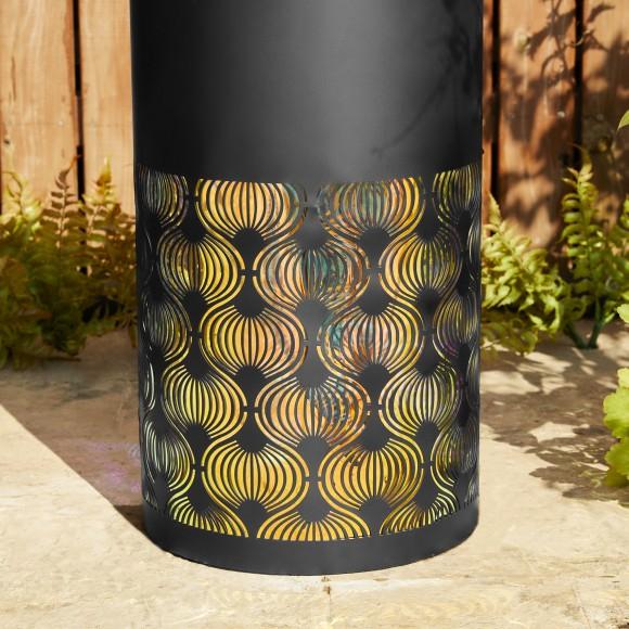 Glitzhome Glitzhome 24"H Metal Cutout Pattern Outdoor Fountain With Laser Cut Panels Pump And LED Light (KD)