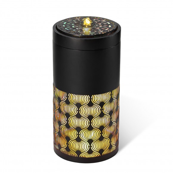 glitzhome Glitzhome 24"H Metal Cutout Pattern Outdoor Fountain with Laser Cut Panels Pump and LED Light (KD)