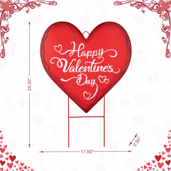 Glitzhome Glitzhome 24"H Metal Happy Valentine's Day Heart Yard Stake Or Wall Decor(KD Two Function)