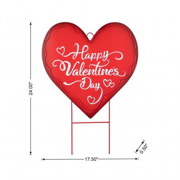 Glitzhome Glitzhome 24"H Metal Happy Valentine's Day Heart Yard Stake Or Wall Decor(KD Two Function)