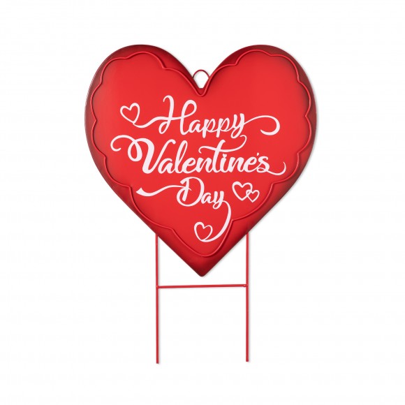 glitzhome Glitzhome 24"H Metal Happy Valentine's Day Heart Yard Stake or Wall Decor(KD Two Function)