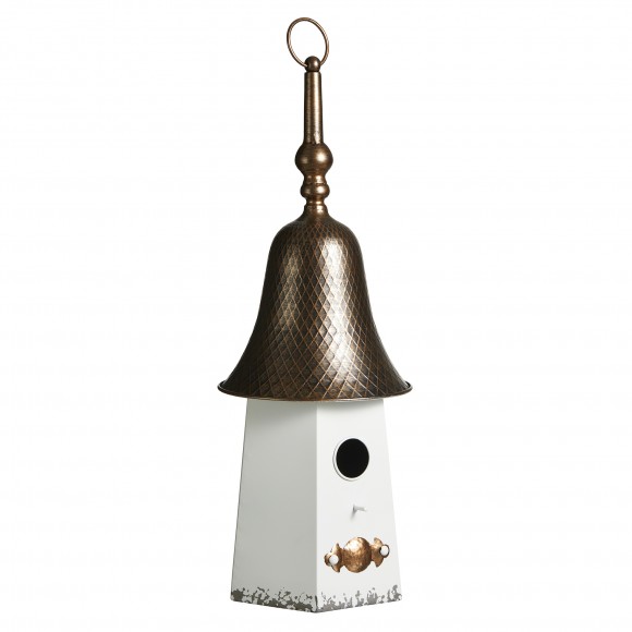glitzhome Glitzhome 24"H Metal Washed White Bell Roof Decorative Outdoor Garden Birdhouse
