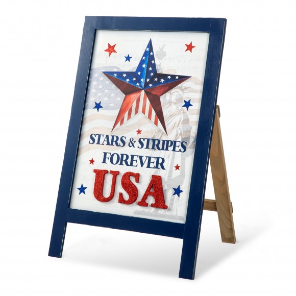glitzhome Glitzhome 24"H Patriotic Americana Wooden Easel Porch Decor