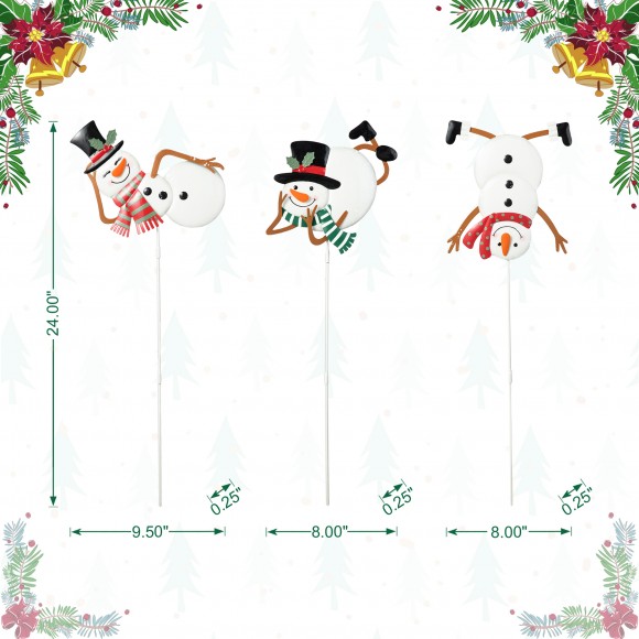 Glitzhome Glitzhome 24"H Set Of 3 Christmas Metal Snowman Yard Stake Or Wall Decor(KD Two Function)