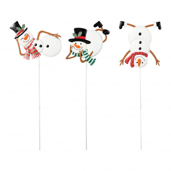 glitzhome Glitzhome 24"H Set of 3 Christmas Metal Snowman Yard Stake or Wall Decor(KD Two Function)