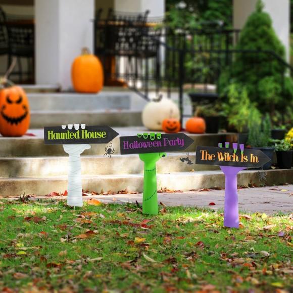 Glitzhome Glitzhome 24"H Set Of 3 Halloween Metal Witch Hands Yard Stake