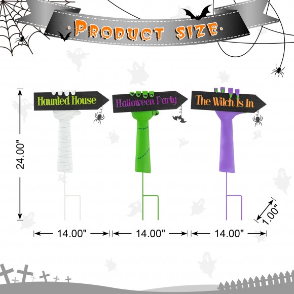 Glitzhome Glitzhome 24"H Set Of 3 Halloween Metal Witch Hands Yard Stake