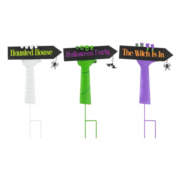 glitzhome Glitzhome 24"H Set of 3 Halloween Metal Witch Hands Yard Stake
