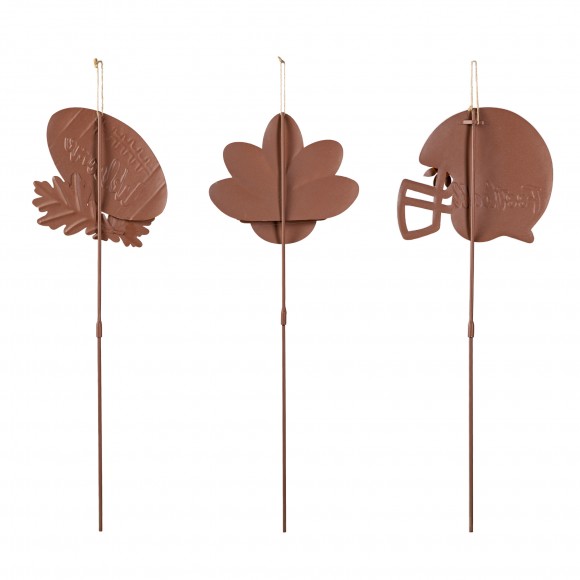 Glitzhome Glitzhome 24"H Set Of 3 Thanksgiving Metal Football Turkey Yard Stake(KD)