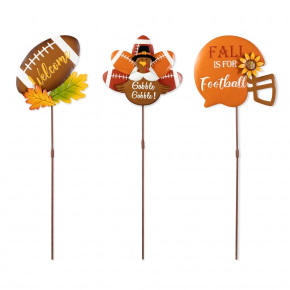 glitzhome Glitzhome 24"H Set of 3 Thanksgiving Metal Football Turkey Yard Stake(KD)