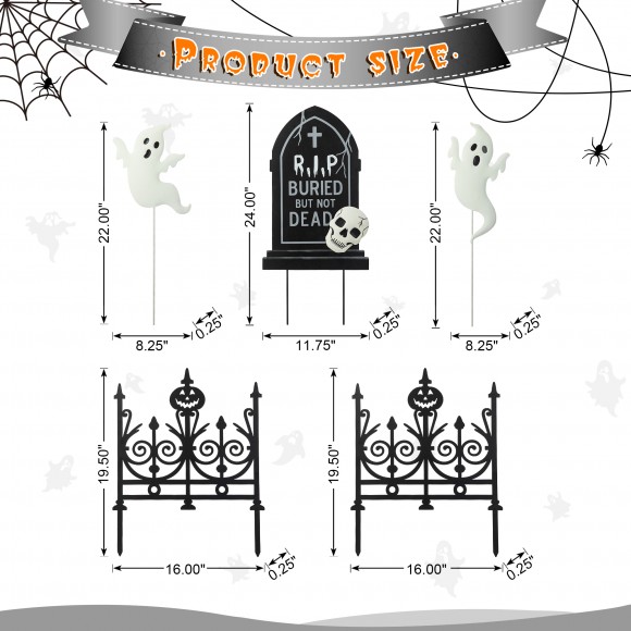 Glitzhome Glitzhome 24"H Set Of 5 Halloween MetalGraveyard Set Yard Stake(Two Function)