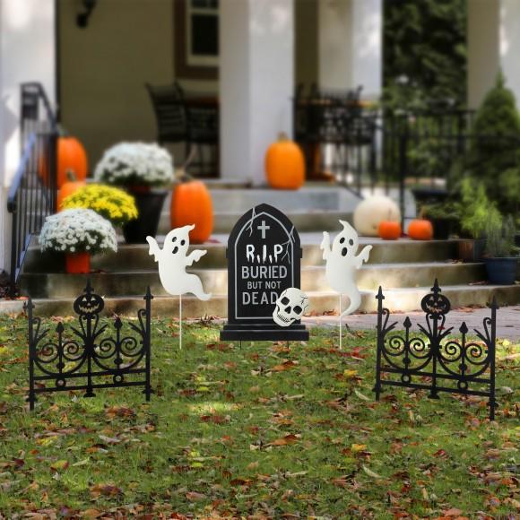 Glitzhome Glitzhome 24"H Set Of 5 Halloween MetalGraveyard Set Yard Stake(Two Function)