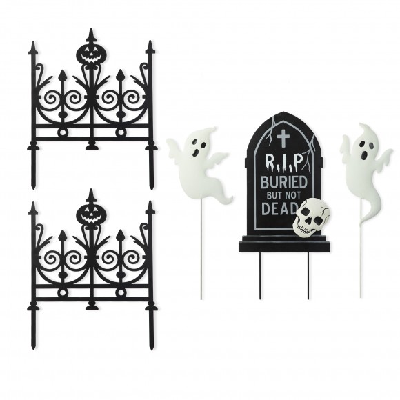 Glitzhome Glitzhome 24"H Set Of 5 Halloween MetalGraveyard Set Yard Stake(Two Function)
