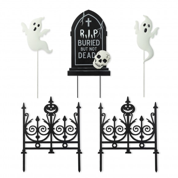 glitzhome Glitzhome 24"H Set of 5 Halloween MetalGraveyard Set Yard Stake(Two function)