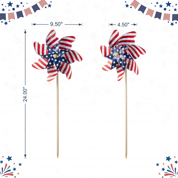 Glitzhome Glitzhome 24"H Set Of 6 Plastic Stars&Stripes Patriotic Americana Windmills(KD)