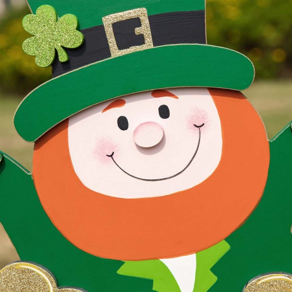 Glitzhome Glitzhome 24"H St. Patrick's Day Lighted Wooden Leprechaun Yard Stake Or Wall Décor Or Porch Décor (Three Functions)