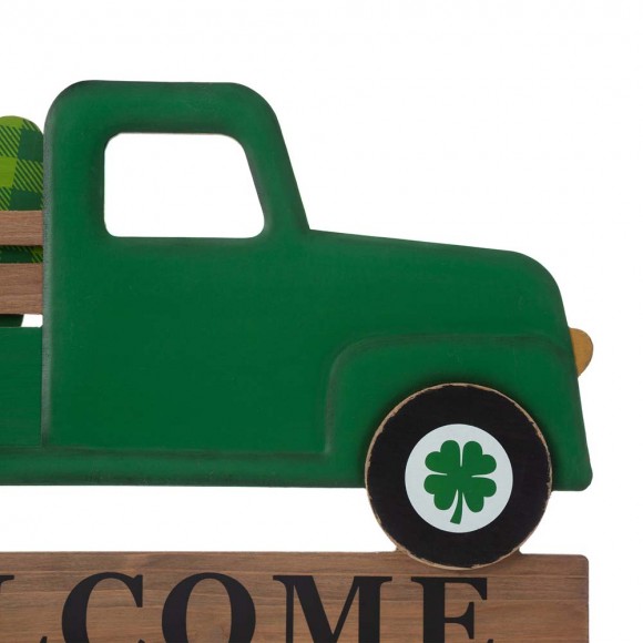 Glitzhome Glitzhome 24"H St. Patrick's Day Wooden & Metal Truck Yard Stake Or Wall Décor (Two Functions)