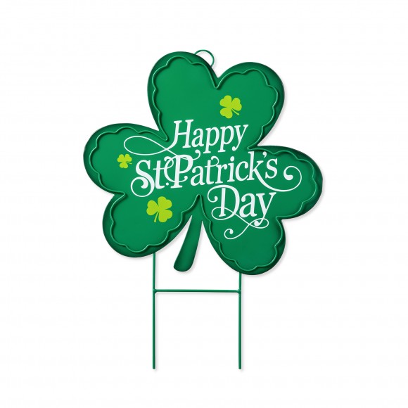 glitzhome Glitzhome 24"H St. Patrick's Metal Shamrock Yard stake or Wall Decor(KD Two Function)