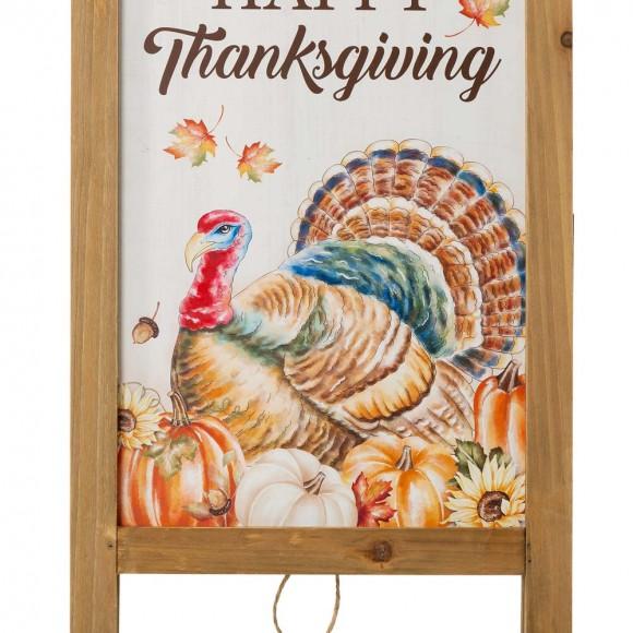 Glitzhome Glitzhome 24"H Thanksgiving Wooden Turkey Easel Porch Sign