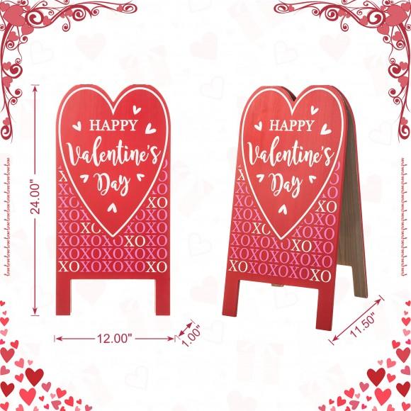 Glitzhome Glitzhome 24"H Valentine's Double Side Wooden Easel Porch Decor(KD)