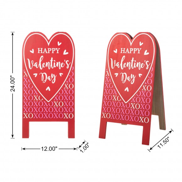 Glitzhome Glitzhome 24"H Valentine's Double Side Wooden Easel Porch Decor(KD)