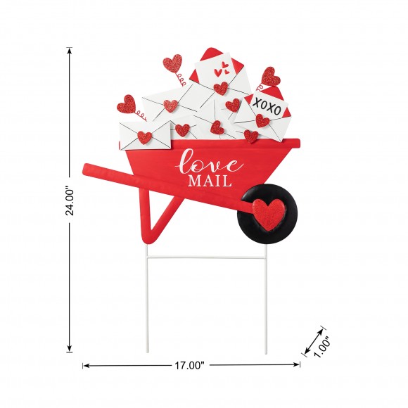 Glitzhome Glitzhome 24"H Valentine's Metal LOVE Mail Wagon Yard Stake Or Wall Decor (KD Two Function)