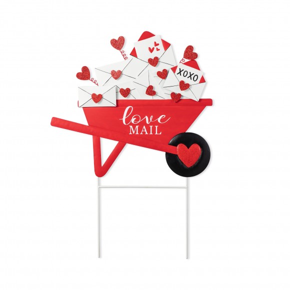 glitzhome Glitzhome 24"H Valentine's Metal LOVE Mail Wagon Yard Stake or Wall Decor (KD Two Function)